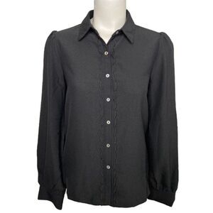 Everly Black Button Down Scallop Trim Cottagecore Sz Small NWOT